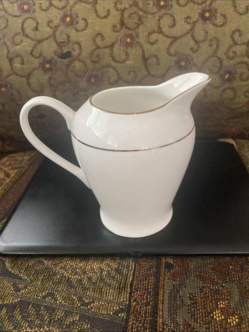 White Porcelain Creamer with Gold Trim